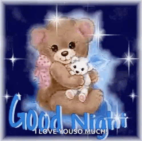 teddy bear hug good night image