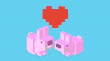 crossy road bunnies in love heart loving
