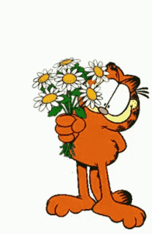Garfield Love GIF - Garfield Love Flowers GIFs