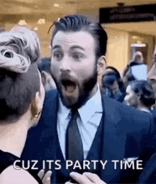 Chris Evans Its Party Time GIF - Chris Evans Its Party Time Surprised GIFs