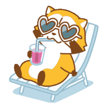 rascal the raccoon relax drink cute chill