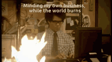 The Itcrowd Minding My Own Burn GIF - The Itcrowd Minding My Own Burn Fire GIFs