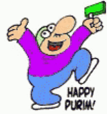 happy guy dancing purim sign