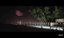 Night By The Pool Blood Moon GIF - Night By The Pool Blood Moon Swimming Pool GIFs