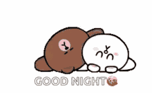 cony and brown good night rabbit bear rolling around