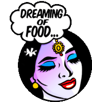 Happy Woman Thinking "Dreaming Of Food" Sticker - Obscure Emotions Google Stickers