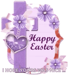 happy easter religious flowers pink purple