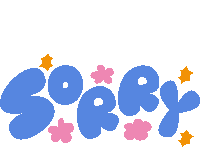 Sorry Pink Flowers And Yellow Sparkles Around Sorry In Blue Bubble Letters Sticker - Sorry Pink Flowers And Yellow Sparkles Around Sorry In Blue Bubble Letters My Bad Stickers
