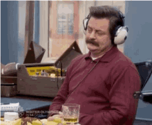 nick offerman ron swanson parks and rec chill headphones
