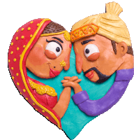 Bride And Groom Hold Hands And Form A Heart. Sticker - Indian Wedding Love Wedding Stickers