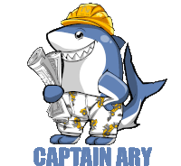 Captain Ary Shark Sticker - Captain Ary Shark Hard Hat Stickers