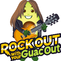 Rock Out With Your Guac Out Avocado Adventures Sticker - Rock Out With Your Guac Out Avocado Adventures Joypixels Stickers