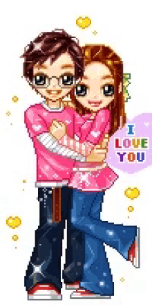 clipart doll couple i love you