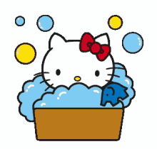 Hello Kitty Bath Time GIF - Hello Kitty Bath Time Bubble Bath GIFs