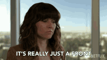 Its Really Just A Front Judy Hale GIF - Its Really Just A Front Judy Hale Linda Cardellini GIFs