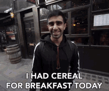 I Had Cereal For Breakfast Today Vik GIF - I Had Cereal For Breakfast Today Cereal For Breakfast Cereal GIFs