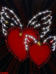 two hearts hearts love wings sparkle
