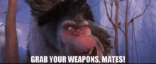 Ice Age Captain Gutt GIF - Ice Age Captain Gutt Grab Your Weapons Mates GIFs