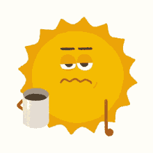 sun coffee tired sleepy spill