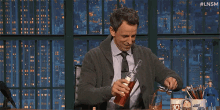 Late Night With Seth Meyers - Drinks Rum GIF - Seth Meyers Late Night Seth Late Night With Seth Meyers GIFs