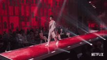 fashion model runway suit red carpet runway