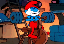 Papa Smurf The Smurfs GIF - Papa Smurf The Smurfs Working Out GIFs