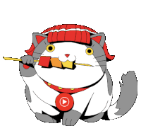 Eating Cat ネコ Sticker - Eating Cat ネコ フジロック Stickers