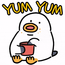 white penguin hungry yum yum eating