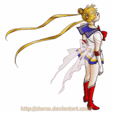 sailor moon anime windy long hair look up