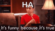 Ha Its Funny Because Its True GIF - Ha Its Funny Because Its True Sheldon Cooper GIFs