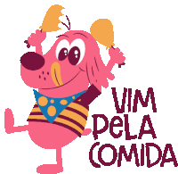 Dog Holding Chicken Drumsticks Says I'M Here For Food In Portuguese Sticker - Adoptinga Best Friend Vim Pela Comida Google Stickers