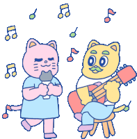 Nene And Coco Singing And Playing Guitar Sticker - Nene And Coco Cat Cute Stickers