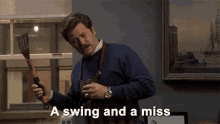 Swing And Miss Ron Swanson GIF - Swing And Miss Ron Swanson A Swing And A Miss GIFs