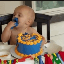 blue eat baby cake glutton