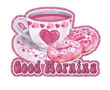 good morning cup coffee cup heart donut