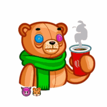Drinking Coffee Cute Teddy Bear GIF - Drinking Coffee Cute Teddy Bear Insomnia GIFs