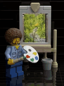 Lego Painting GIF - Lego Painting Bob Ross GIFs
