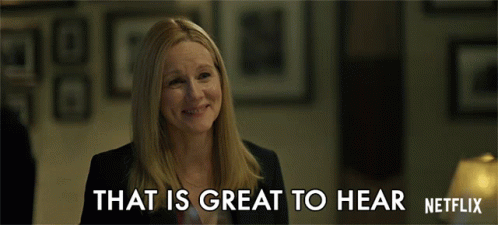 Laura Linney gif. Laura Linney gif smile. Great to hear from you