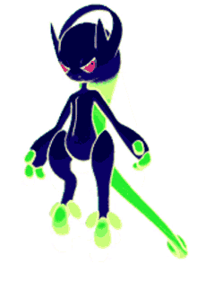 shiny mewtwo green pokemon floating