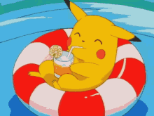 Pikachu Swimming Pool GIF - Pikachu Swimming Pool Happy GIFs