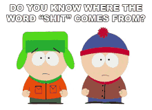 do you know where the word shit comes from kyle broflovski stan marsh south park s5e2