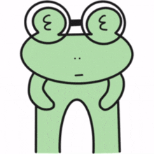 frog glasses green doodle sleepy
