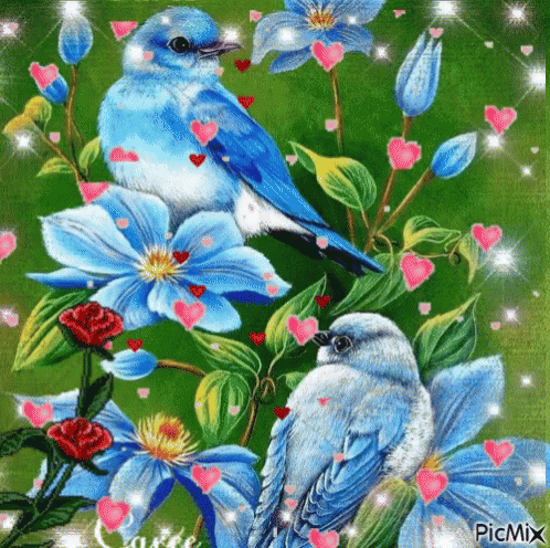Birds Flowers GIF - Birds Flowers Blue - Discover & Share GIFs