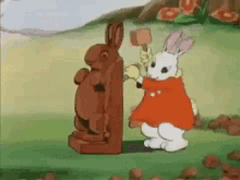Este Conejo Está Preparando Conejos De Chocolate GIF - Pascua Pascuas Conejo GIFs