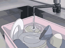 Anime Dishes GIF - Anime Dishes Washing GIFs