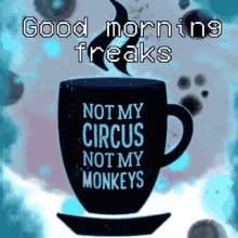 Good Morning Freaks Coffee GIF - Good Morning Freaks Coffee Zombie Lover GIFs