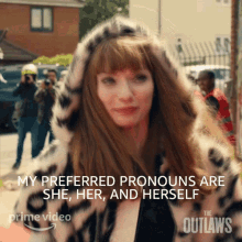 My Preferred Pronouns Are She Her And Herself Lady Gabriella Penrose Howe GIF - My Preferred Pronouns Are She Her And Herself Lady Gabriella Penrose Howe The Outlaws GIFs