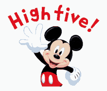 mickey mouse high five happy smile