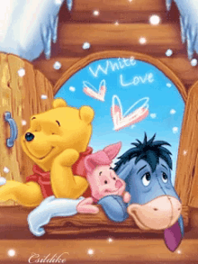 winnie the pooh white love piglet eeyore bff