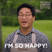 Im So Happy Stephen Nhan GIF - Im So Happy Stephen Nhan The Great Canadian Baking Show GIFs